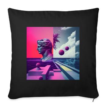 Ein Vaporwave Fusion von Moderne und der Antike - Sofakissenbezug 45 x 45 cm - Schwarz - Vorne