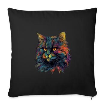 Chat persan coloré - Housse de coussin décorative 45 x 45 cm - noir - Devant
