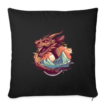 Legendary dragon dream with mountain panorama - Sofa pillowcase 17,3'' x 17,3'' (45 x 45 cm) - black - Front