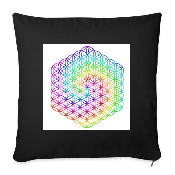 Flower of Life - 5th Dimension - Mandala - love - Sofa pillowcase 17,3'' x 17,3'' (45 x 45 cm) - black - Front