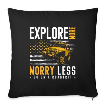 Adventure Road Freedom - Sofa pillowcase 17,3'' x 17,3'' (45 x 45 cm) - black - Front