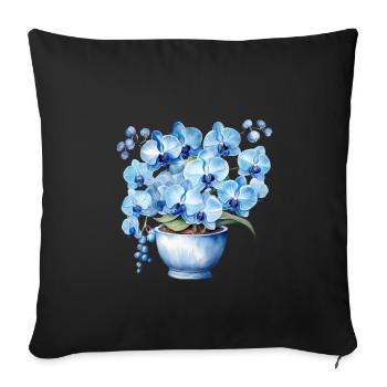 Plantes Fleurs Bleues Fleurs Orchidées Mariage - Housse de coussin décorative 45 x 45 cm - noir - Devant