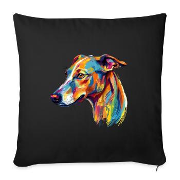 Buntes Whippet - Sofakissenbezug 45 x 45 cm - Schwarz - Vorne