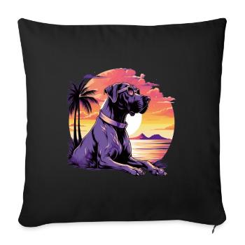 Grand-danois coloré avec des lunettes de soleil - Housse de coussin décorative 45 x 45 cm - noir - Devant