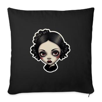 Goth Girl Gothic Mystisch Horror Böser Blick - Sofakissenbezug 45 x 45 cm - Schwarz - Vorne
