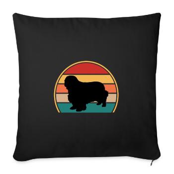 Clumber Spaniel Hund Liebe Silhouette Vintage Sonnenuntergang - Sofakissenbezug 45 x 45 cm - Schwarz - Vorne
