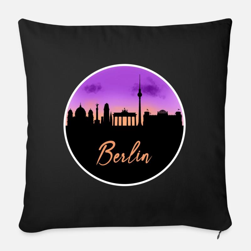 Berlin Fine Skyline - Sofakissenbezug 45 x 45 cm - Schwarz