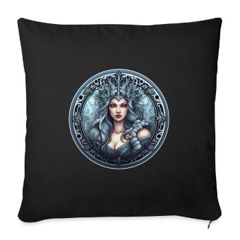 Goth Fille Gothique Bleu Médiéval Mystique - Housse de coussin décorative 45 x 45 cm - noir - Devant