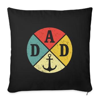Papa T-Shirt Segeln Seemann Seefahrer Vater - Sofakissenbezug 45 x 45 cm - Schwarz - Vorne