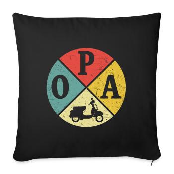 Opa roller t-shirt rollerfahren retro moped - Sofakissenbezug 45 x 45 cm - Schwarz - Vorne