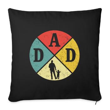 Père et Fils Cadeau Rétro Papa Fils - Housse de coussin décorative 45 x 45 cm - noir - Devant