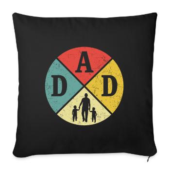 Father with two sons Dad and son Retro Dad - Sofa pillowcase 17,3'' x 17,3'' (45 x 45 cm) - black - Front