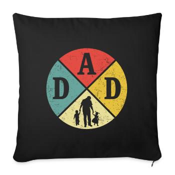 Père et fille fils rétro fille et fils - Housse de coussin décorative 45 x 45 cm - noir - Devant