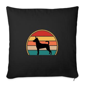 Decker Rat Terrier Dog Silhouette Retro Sunset - Housse de coussin décorative 45 x 45 cm - noir - Devant