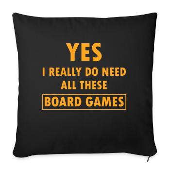 boardgame chess backgammon game night - Sofakissenbezug 45 x 45 cm - Schwarz - Vorne