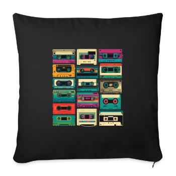Music cassette retro - Sofa pillowcase 17,3'' x 17,3'' (45 x 45 cm) - black - Front
