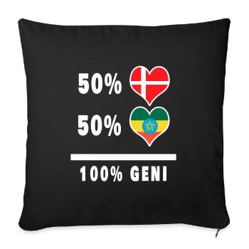 Ethiopia and Denmark 100% genius flag - Sofa pillowcase 17,3'' x 17,3'' (45 x 45 cm) - black - Front