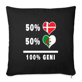 Algerien und Dänemark 100% geniale Flagge - Sofakissenbezug 45 x 45 cm - Schwarz - Vorne