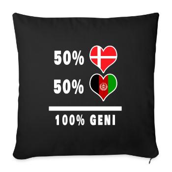 Afghanistan and Denmark 100% genius flag - Sofa pillowcase 17,3'' x 17,3'' (45 x 45 cm) - black - Front
