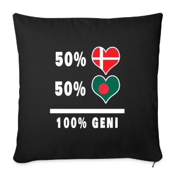 Bangladesch und Dänemark 100% geniale Flagge - Sofakissenbezug 45 x 45 cm - Schwarz - Vorne