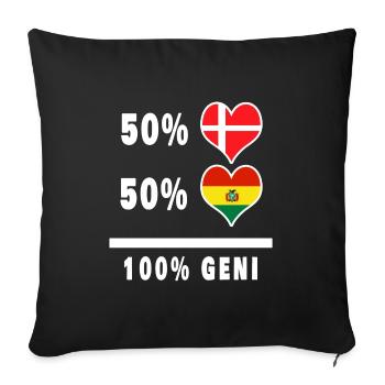Bolivie et Danemark 100% drapeau de génie - Housse de coussin décorative 45 x 45 cm - noir - Devant