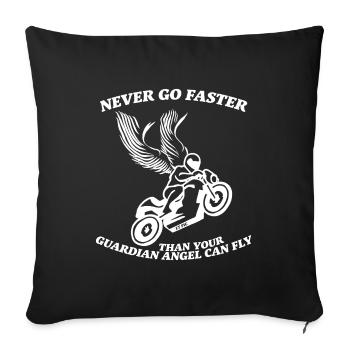 N’allez jamais plus vite que votre ange gardien ne peut voler - Housse de coussin décorative 45 x 45 cm - noir - Devant