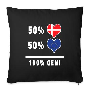 Europe et Danemark 100% drapeau de génie - Housse de coussin décorative 45 x 45 cm - noir - Devant
