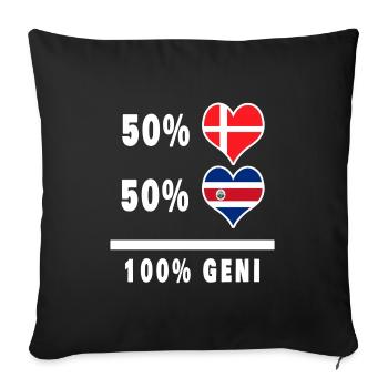Costa Rica and Denmark 100% Genius Flag - Sofa pillowcase 17,3'' x 17,3'' (45 x 45 cm) - black - Front