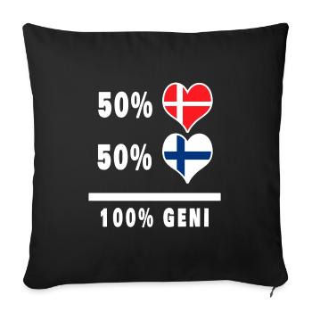 Finnland und Dänemark 100% geniale Flagge - Sofakissenbezug 45 x 45 cm - Schwarz - Vorne