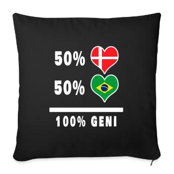 Brésil et Danemark 100% drapeau de génie - Housse de coussin décorative 45 x 45 cm - noir - Devant
