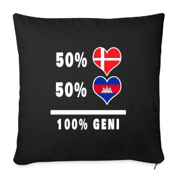 Cambodge et Danemark 100% drapeau de génie - Housse de coussin décorative 45 x 45 cm - noir - Devant