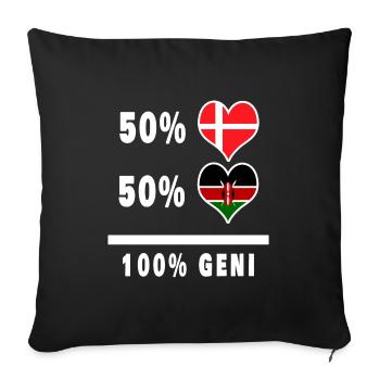 Kenya et Danemark 100% drapeau de génie - Housse de coussin décorative 45 x 45 cm - noir - Devant