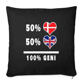Drapeau 100% génie de la Grande-Bretagne et du Danemark - Housse de coussin décorative 45 x 45 cm - noir - Devant