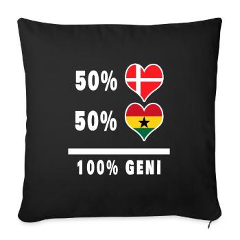 Ghana und Dänemark 100% geniale Flagge - Sofakissenbezug 45 x 45 cm - Schwarz - Vorne