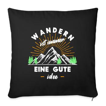 Wanderrouten Wandern Wanderer Statement Berge - Sofakissenbezug 45 x 45 cm - Schwarz - Vorne