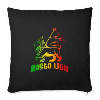 Rasta Lion - Housse de coussin décorative 45 x 45 cm - noir - Devant