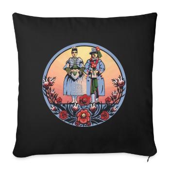 Folklore sorabe – couple en costume traditionnel - Housse de coussin décorative 45 x 45 cm - noir - Devant