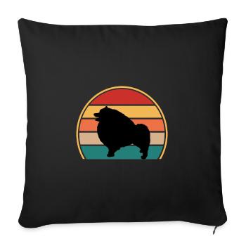 Keeshond Dog Lover Silhouette Vintage Sunset - Sofa pillowcase 17,3'' x 17,3'' (45 x 45 cm) - black - Front