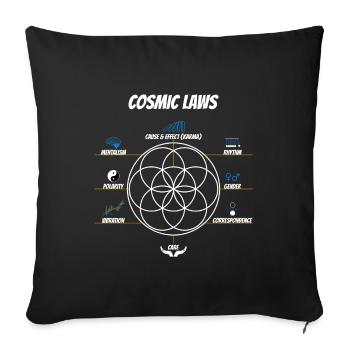 Fleur de vie | Lois hermétiques | Karma - Housse de coussin décorative 45 x 45 cm - noir - Devant