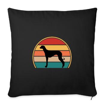 Old Croatian Sighthound Dog Silhouette Retro Sun - Sofa pillowcase 17,3'' x 17,3'' (45 x 45 cm) - black - Front
