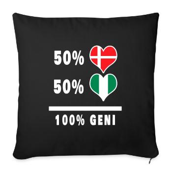 Drapeau 100% génie du Nigeria et du Danemark - Housse de coussin décorative 45 x 45 cm - noir - Devant