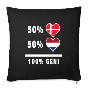 Niederlande und Dänemark 100% geniale Flagge - Sofakissenbezug 45 x 45 cm - Schwarz - Vorne