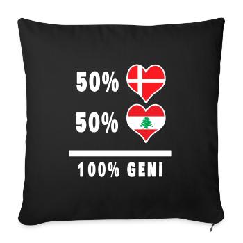 Liban et Danemark 100% drapeau de génie - Housse de coussin décorative 45 x 45 cm - noir - Devant