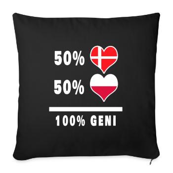 Poland and Denmark 100% genius flag - Sofa pillowcase 17,3'' x 17,3'' (45 x 45 cm) - black - Front