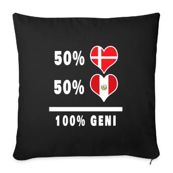 Pérou et Danemark 100% drapeau de génie - Housse de coussin décorative 45 x 45 cm - noir - Devant