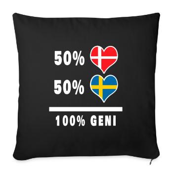 Drapeau 100% génie de la Suède et du Danemark - Housse de coussin décorative 45 x 45 cm - noir - Devant