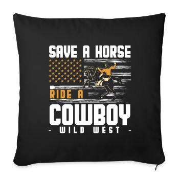 Western Bandit Wildnis Westernpferd - Sofakissenbezug 45 x 45 cm - Schwarz - Vorne