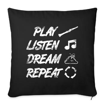 Playing, Listening, Dreaming, Repeating - Sofa pillowcase 17,3'' x 17,3'' (45 x 45 cm) - black - Front