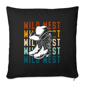 Rodéo de la nature sauvage de l’Ouest - Housse de coussin décorative 45 x 45 cm - noir - Devant