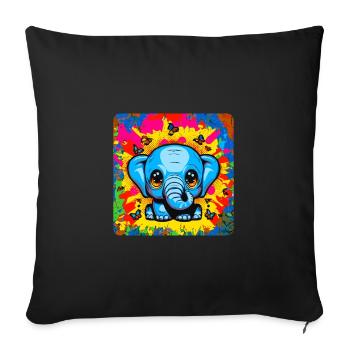 Power of an Elephant, Love of a Baby - Sofa pillowcase 17,3'' x 17,3'' (45 x 45 cm) - black - Front